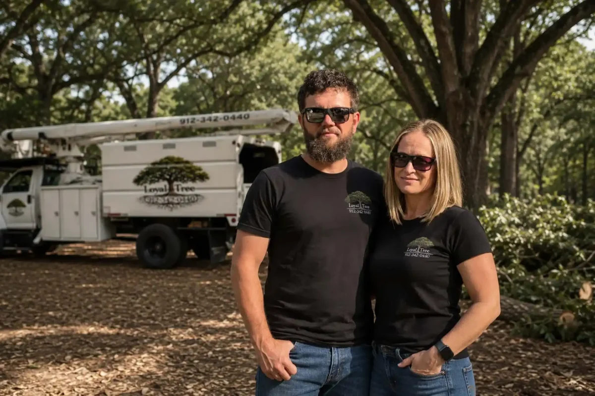 LoyalTree owners Michael Williams and Mary Gledhill together in front of the company truck