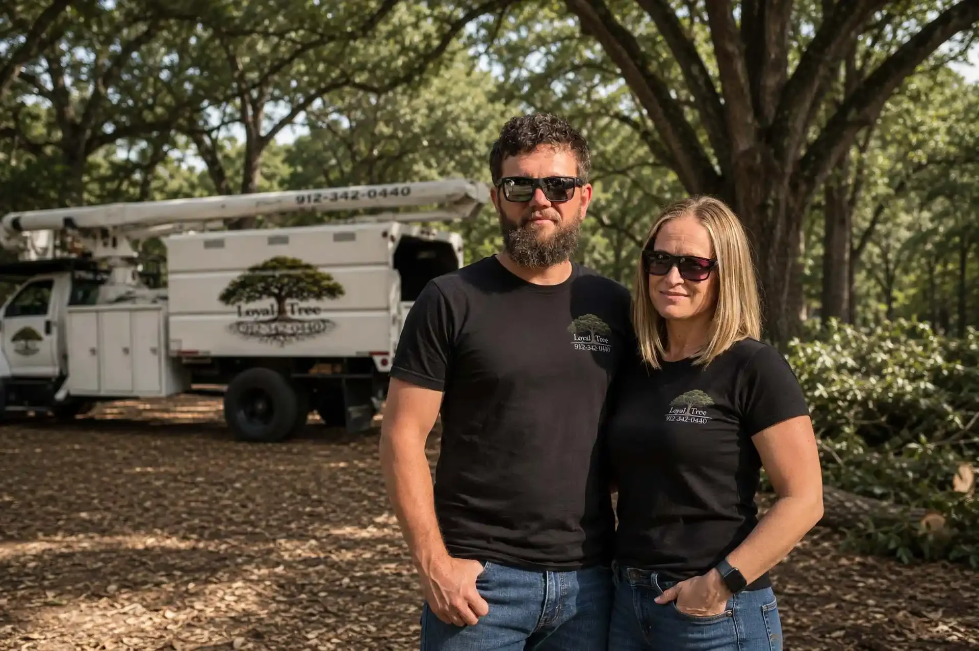 LoyalTree owners Michael Williams and Mary Gledhill together in front of the company truck